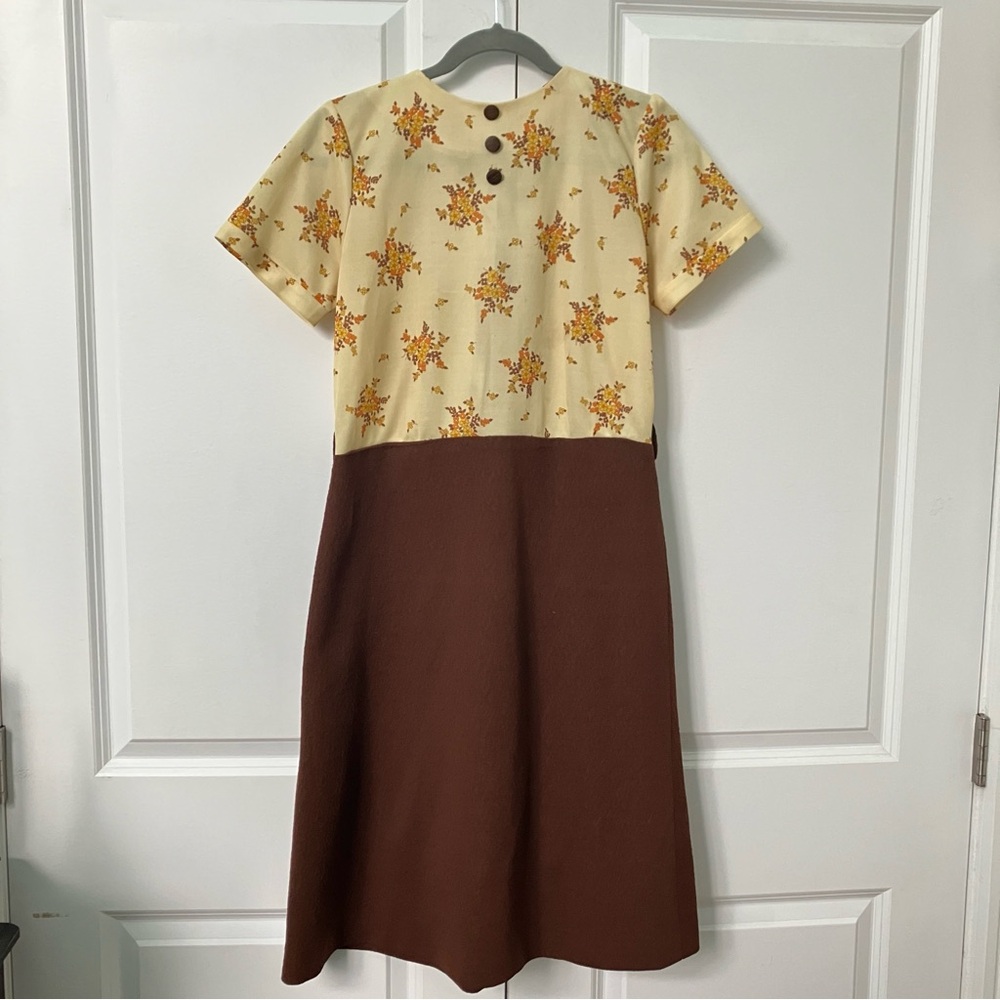 Vintage 1960s 1970s Handmade Floral Midi A Line Dress